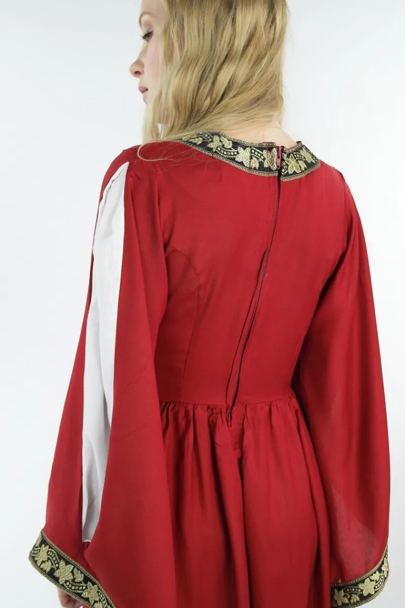 Outlet Leonardo Carbone Edles Viskosekleid "Ivette" Rot/Weiß