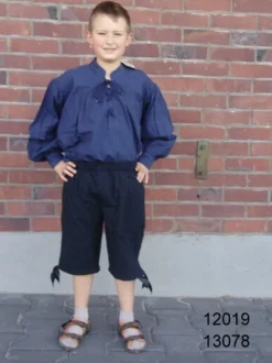 Fashion Leonardo Carbone Kinder Stehkragen-Schnürhemd "Finn" Blau