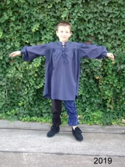 Fashion Leonardo Carbone Kinder Stehkragen-Schnürhemd "Finn" Blau