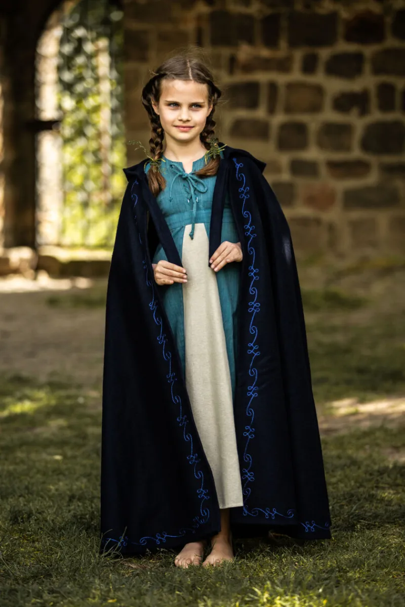 Online Leonardo Carbone Kinderumhang mit Stickerei Wolle "Hedda" Blau
