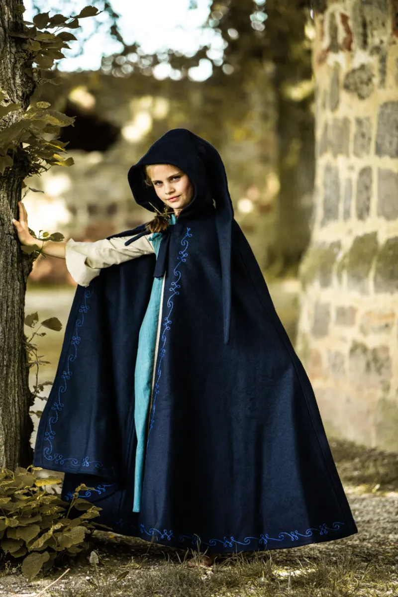 Online Leonardo Carbone Kinderumhang mit Stickerei Wolle "Hedda" Blau
