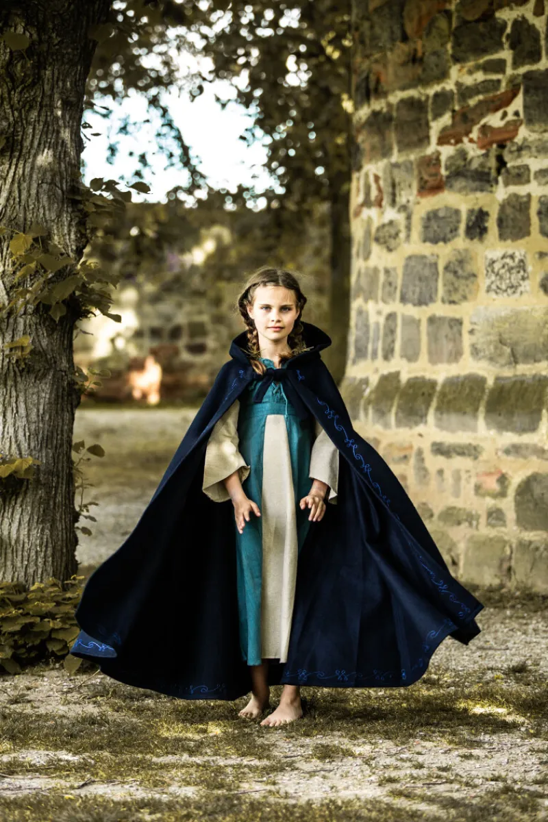 Online Leonardo Carbone Kinderumhang mit Stickerei Wolle "Hedda" Blau