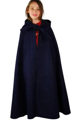 Best Sale Leonardo Carbone Kinderumhang Wolle lange Kapuze "Henrik" Blau