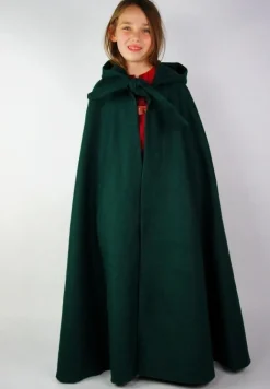 Shop Leonardo Carbone Kinderumhang Wolle lange Kapuze "Henrik" Grün