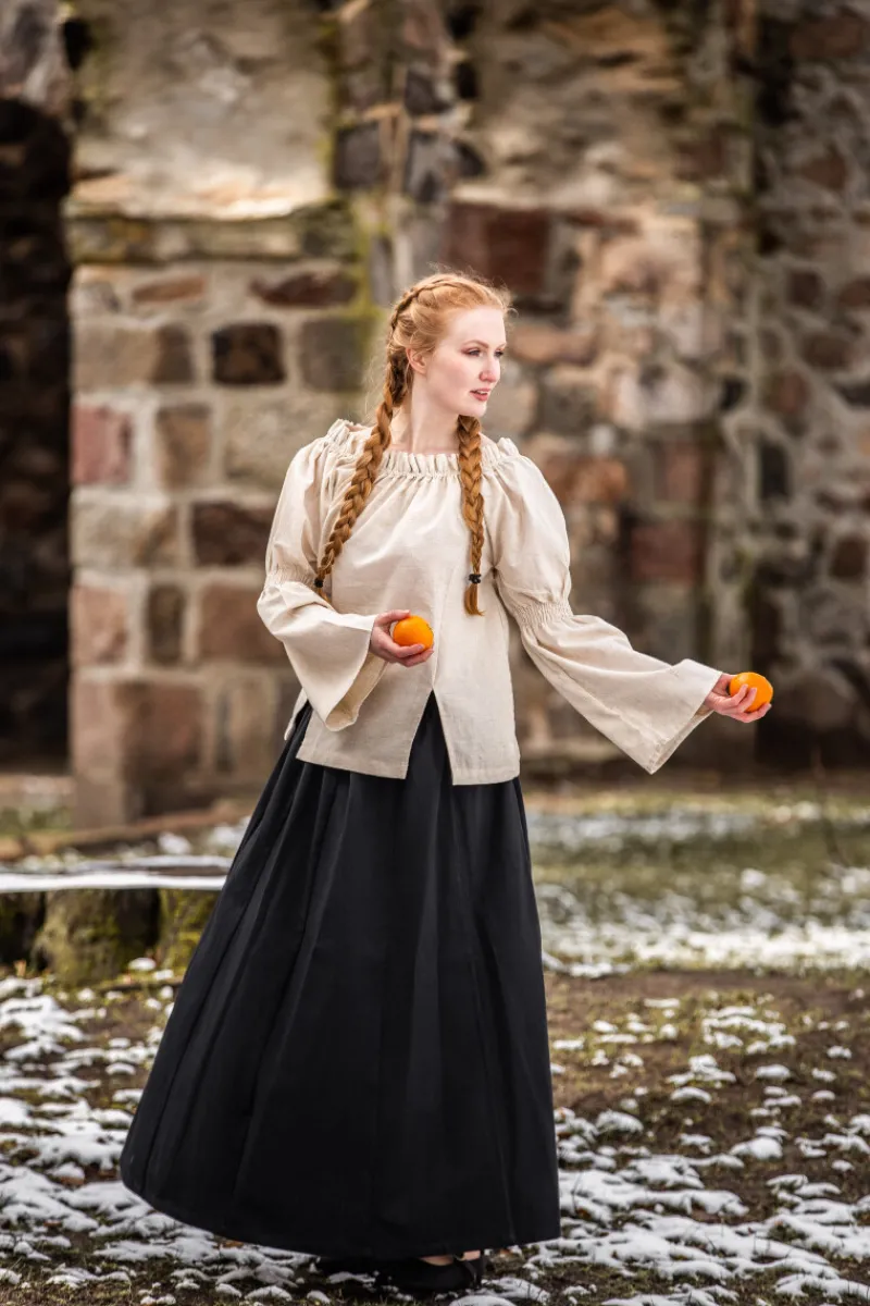 Flash Sale Leonardo Carbone Klassische mittelalter-Baumwollbluse "Coletta" Natur Natur- Baumwolle/Leinen