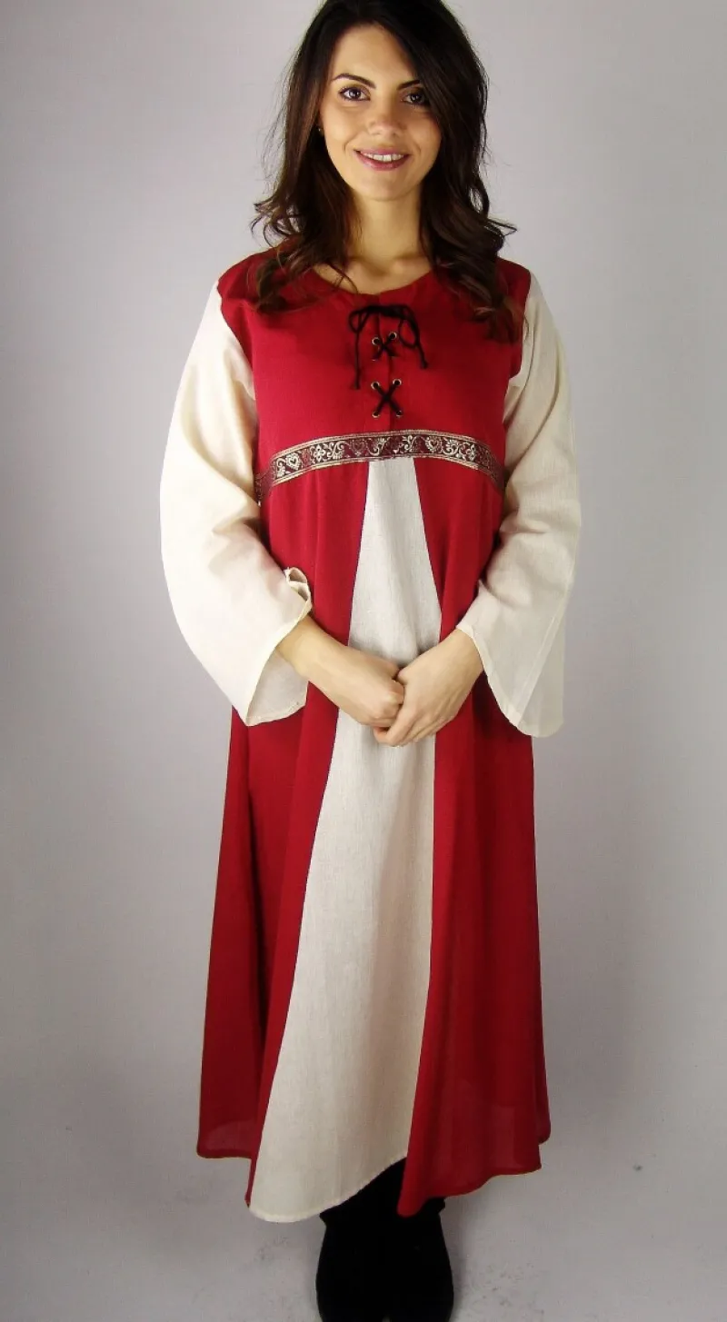 Hot Leonardo Carbone Kleid "Donna" Rot/Natur