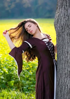 Sale Leonardo Carbone Kleid mit Trompetenärmeln "Larissa" Braun/Natur