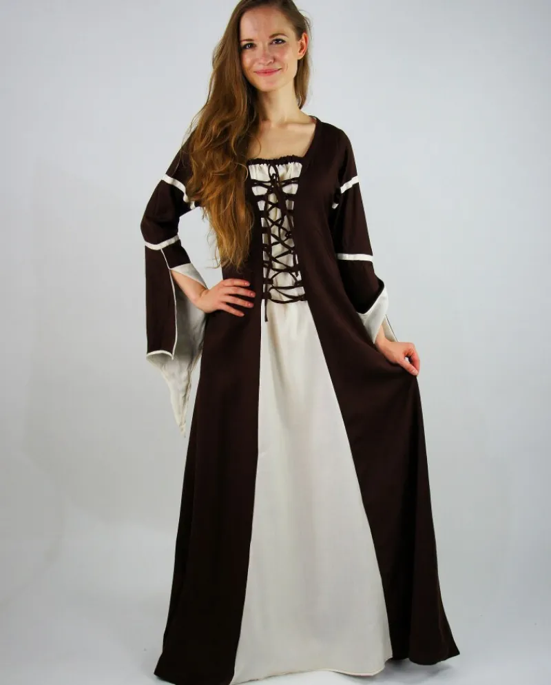 Sale Leonardo Carbone Kleid mit Trompetenärmeln "Larissa" Braun/Natur