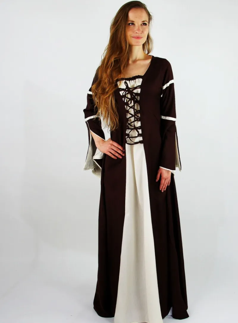 Sale Leonardo Carbone Kleid mit Trompetenärmeln "Larissa" Braun/Natur