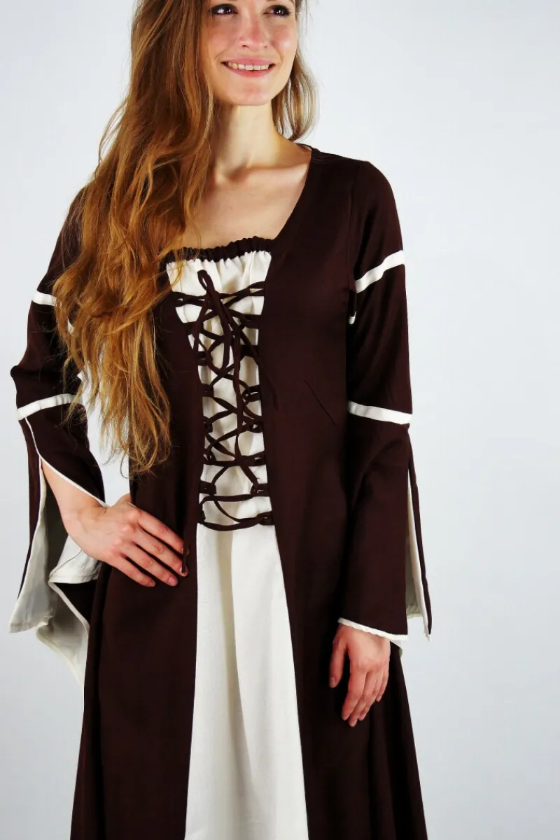 Sale Leonardo Carbone Kleid mit Trompetenärmeln "Larissa" Braun/Natur