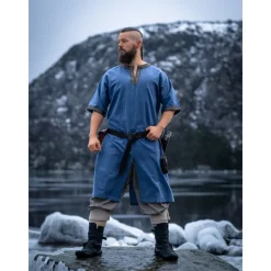 Online Leonardo Carbone Kurzarmtunika mit Bordüre "Richard" Taubenblau