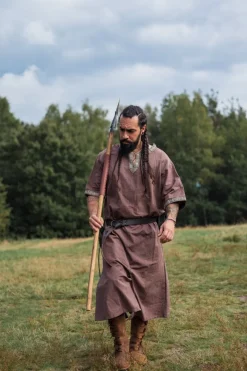 Fashion Leonardo Carbone Kurzarmtunika mit Bordüre "Richard" Kastanie