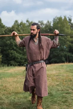 Fashion Leonardo Carbone Kurzarmtunika mit Bordüre "Richard" Kastanie