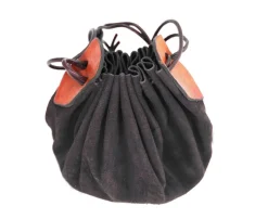 Clearance Leonardo Carbone Lederbeutel "Hug" aus Veloursleder Braun