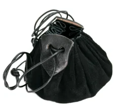 Sale Leonardo Carbone Lederbeutel "Hug" aus Veloursleder Schwarz