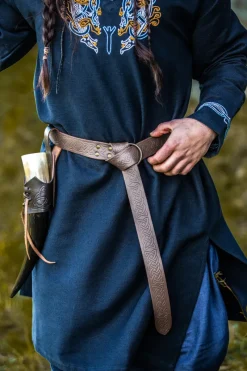 Flash Sale Leonardo Carbone Lederringgürtel mit durchgehender keltischer Prägung "Kendell" Dunkelbraun
