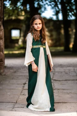 Clearance Leonardo Carbone Mädchenkleid "Piccola Donna" Grün/Natur