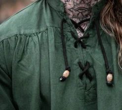 Fashion Leonardo Carbone Meliertes Stehkragen-Schnürhemd 