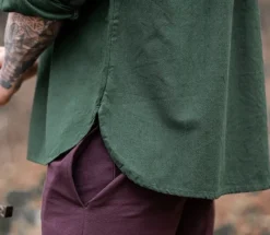 Fashion Leonardo Carbone Meliertes Stehkragen-Schnürhemd 