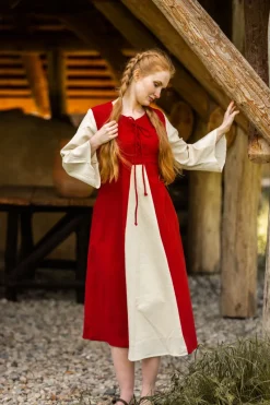 Flash Sale Leonardo Carbone Mittelalter Baumwollkleid "Ilse" Rot/Natur