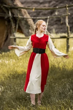 Flash Sale Leonardo Carbone Mittelalter Baumwollkleid "Ilse" Rot/Natur