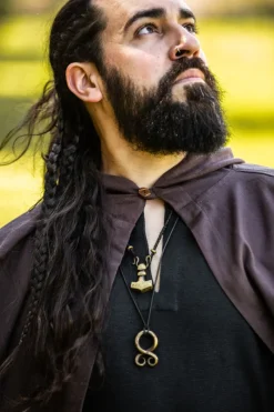 Best Leonardo Carbone Mittelalter Baumwollumhang "Gunnar" Dunkelbraun
