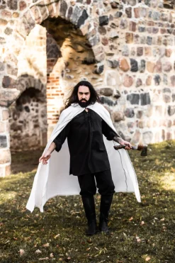 Store Leonardo Carbone Mittelalter Baumwollumhang "Gunnar" Weiß