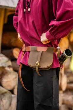 Store Leonardo Carbone Mittelalter Gürteltasche Leder "Udo" Dunkelbraun