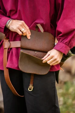 Store Leonardo Carbone Mittelalter Gürteltasche Leder "Udo" Dunkelbraun