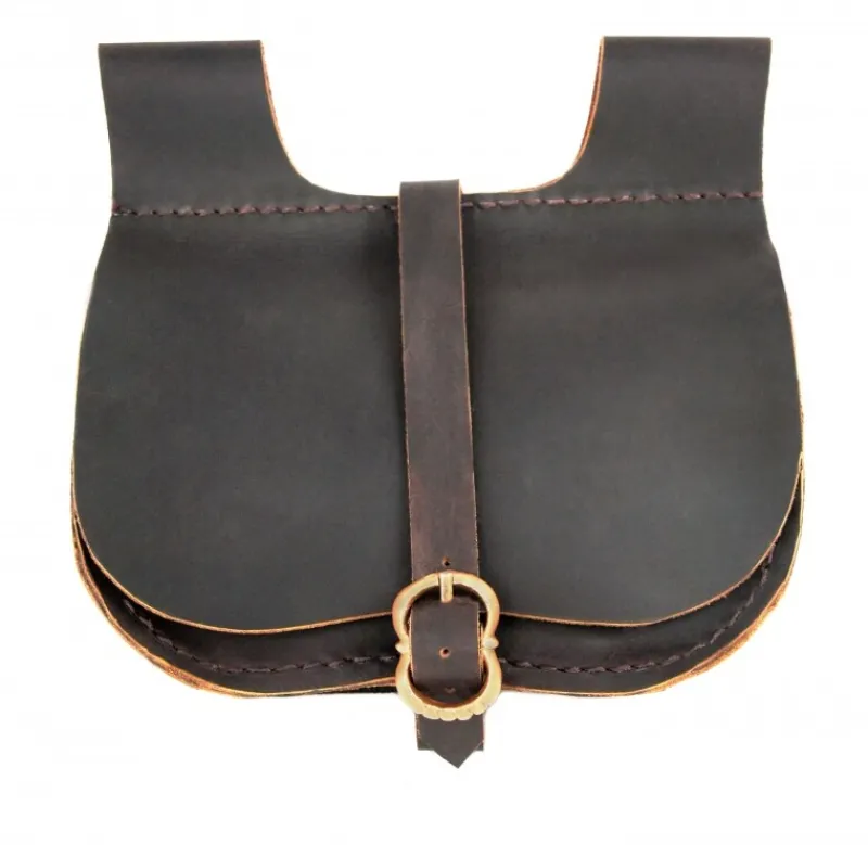Store Leonardo Carbone Mittelalter Gürteltasche Leder "Udo" Dunkelbraun