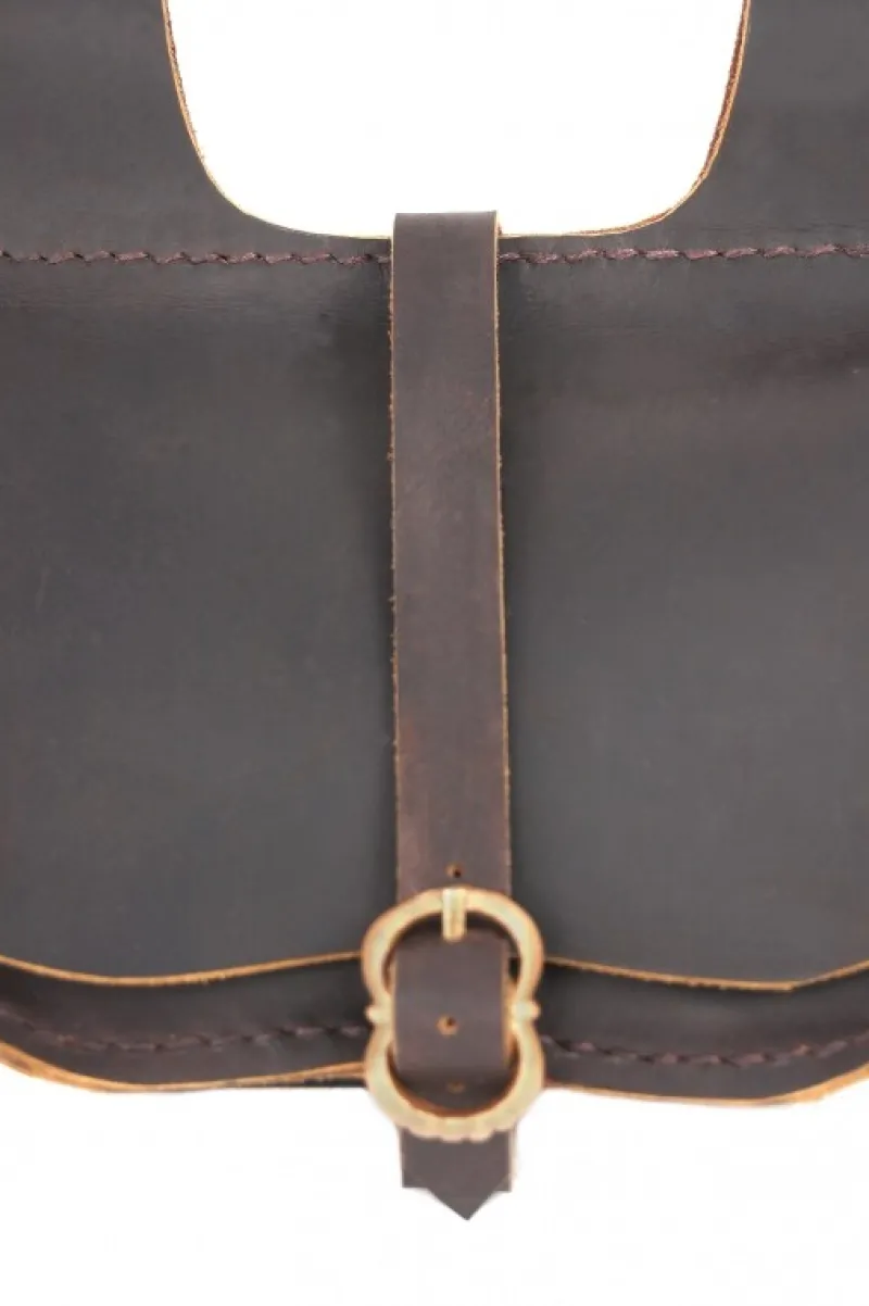 Store Leonardo Carbone Mittelalter Gürteltasche Leder "Udo" Dunkelbraun