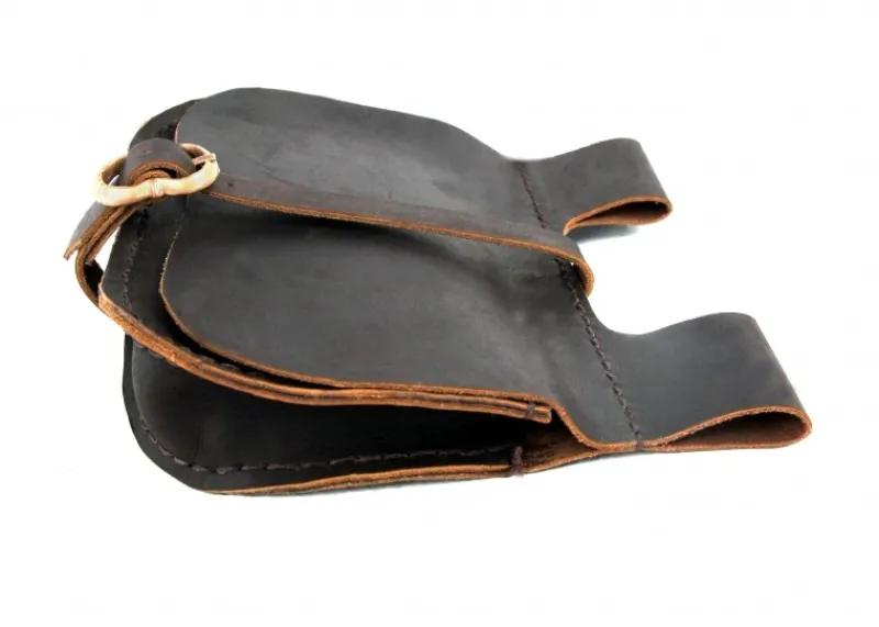Store Leonardo Carbone Mittelalter Gürteltasche Leder "Udo" Dunkelbraun