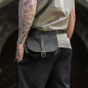 Hot Leonardo Carbone Mittelalter Gürteltasche Leder "Udo" Schwarz