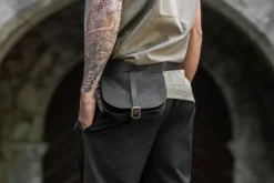 Hot Leonardo Carbone Mittelalter Gürteltasche Leder "Udo" Schwarz