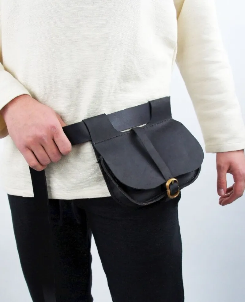 Hot Leonardo Carbone Mittelalter Gürteltasche Leder "Udo" Schwarz