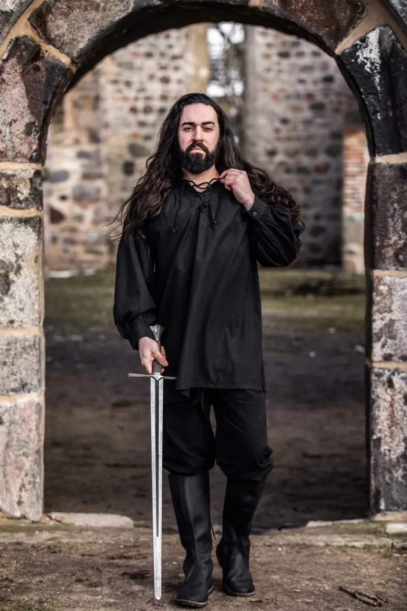 Store Leonardo Carbone Mittelalter Hemd "Ulrich" Schwarz