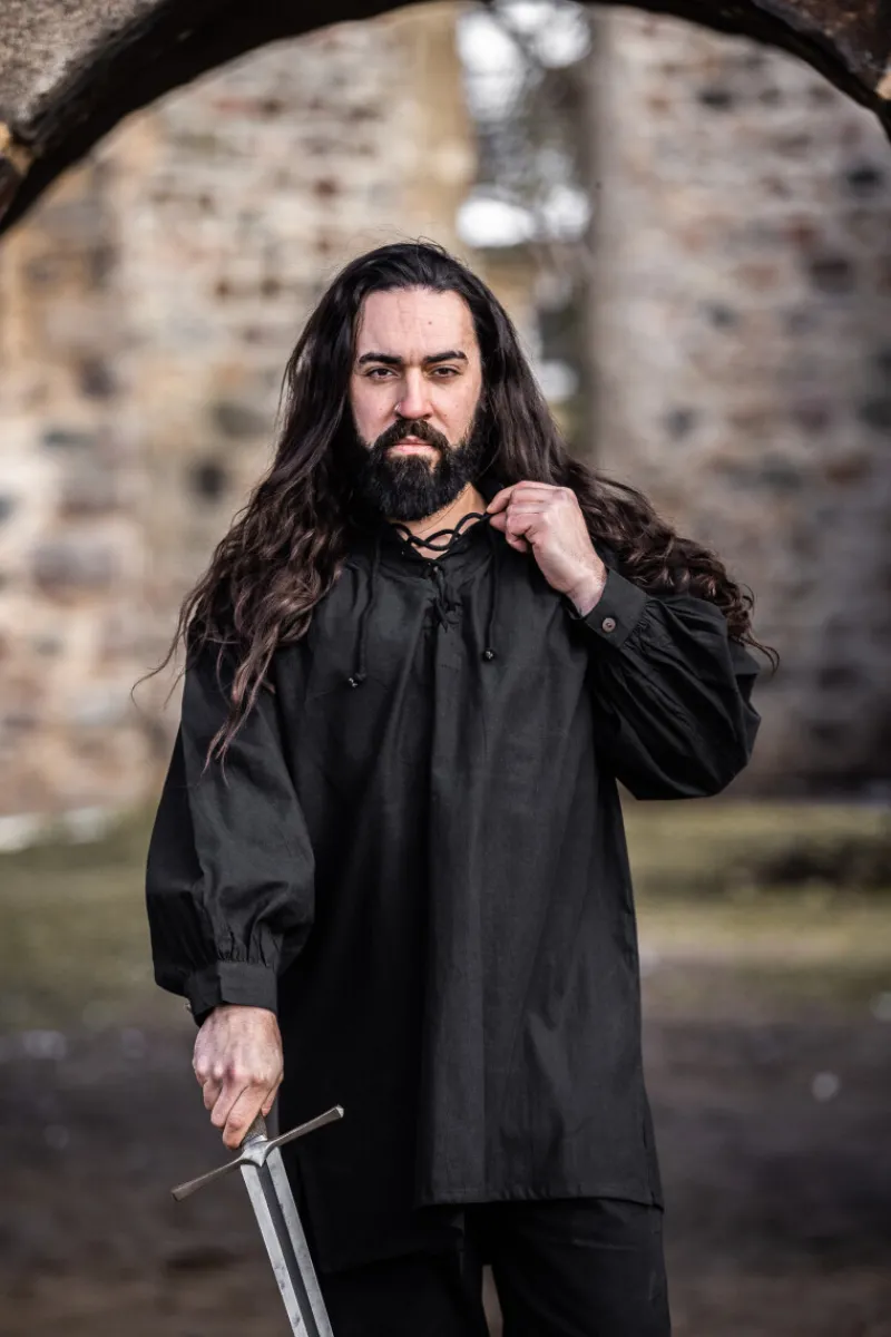Store Leonardo Carbone Mittelalter Hemd "Ulrich" Schwarz