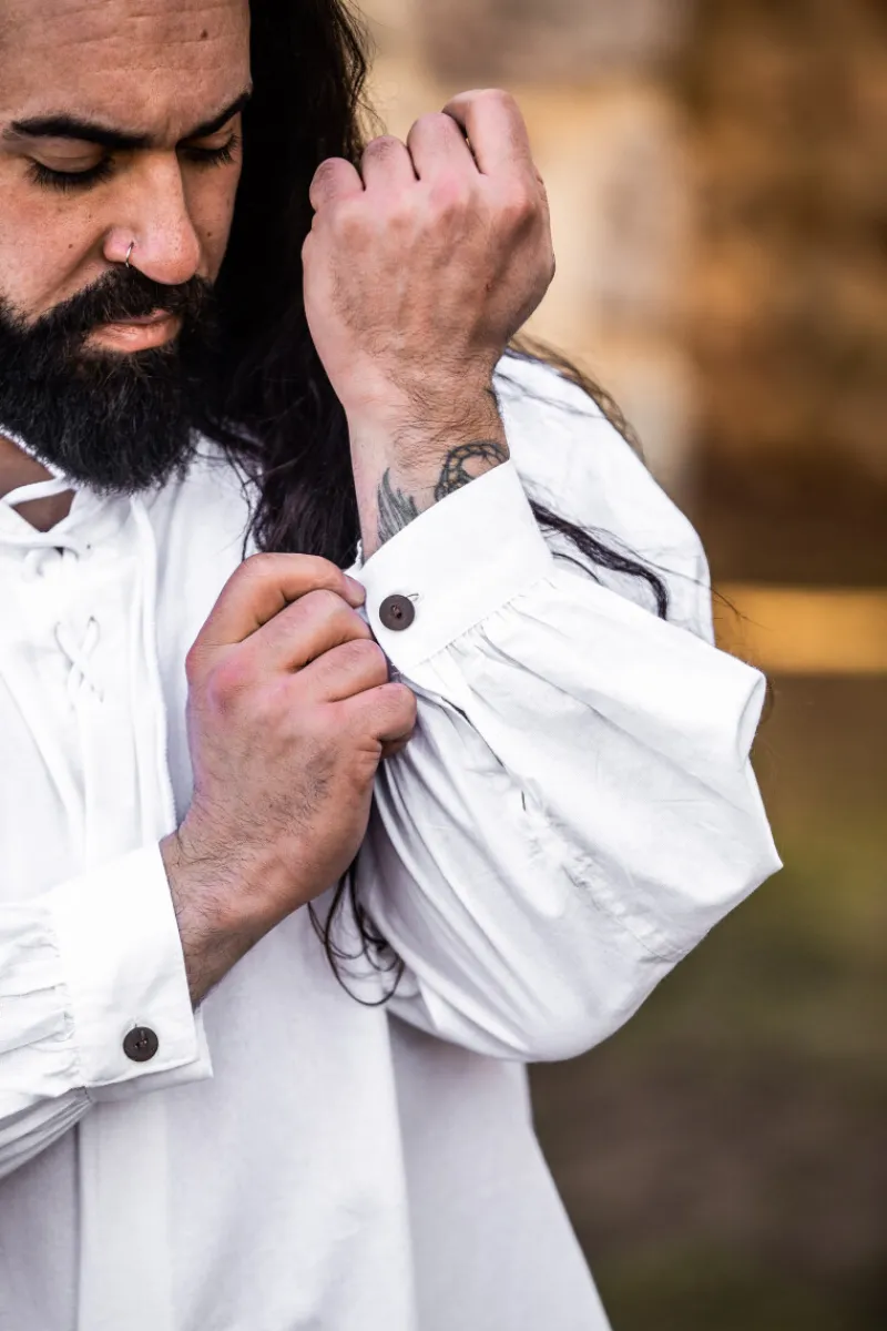 Fashion Leonardo Carbone Mittelalter Hemd "Ulrich" Weiß