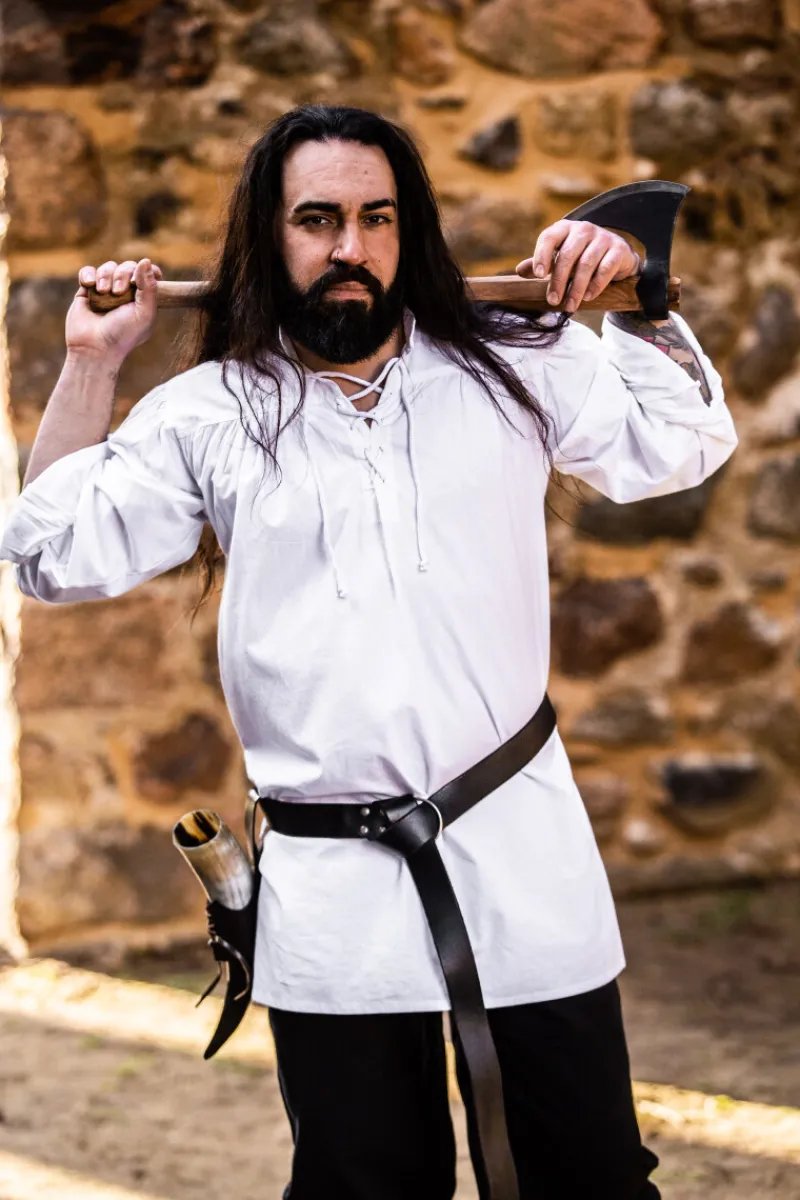 Fashion Leonardo Carbone Mittelalter Hemd "Ulrich" Weiß
