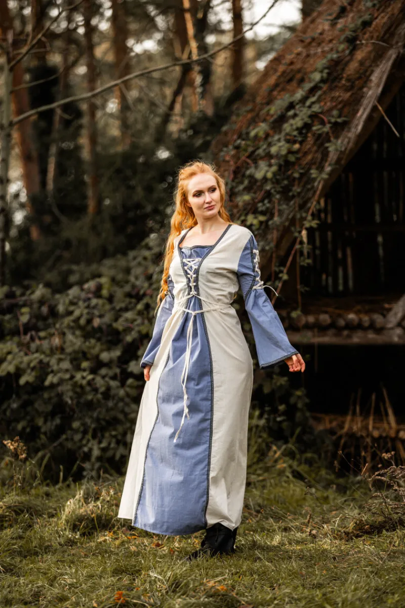 Flash Sale Leonardo Carbone Mittelalter Kleid Amalia Natur/Taubenblau