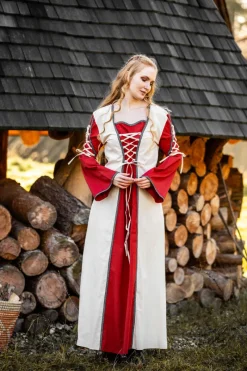 Fashion Leonardo Carbone Mittelalter Kleid Amalia Natur/Rot