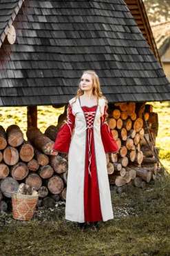 Fashion Leonardo Carbone Mittelalter Kleid Amalia Natur/Rot