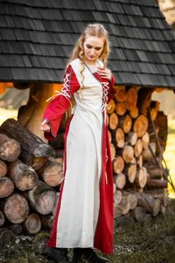 Fashion Leonardo Carbone Mittelalter Kleid Amalia Natur/Rot