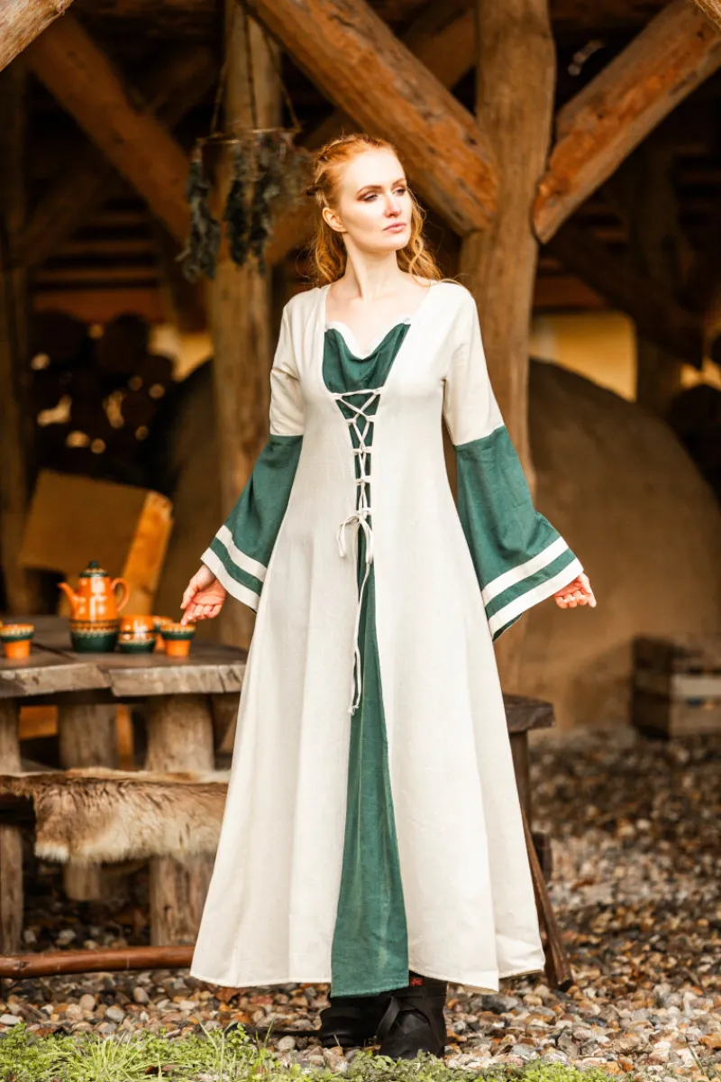 Shop Leonardo Carbone Mittelalter Kleid Dorothea Natur/Grün