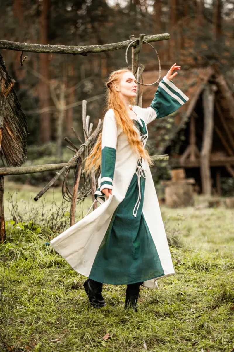 Shop Leonardo Carbone Mittelalter Kleid Dorothea Natur/Grün