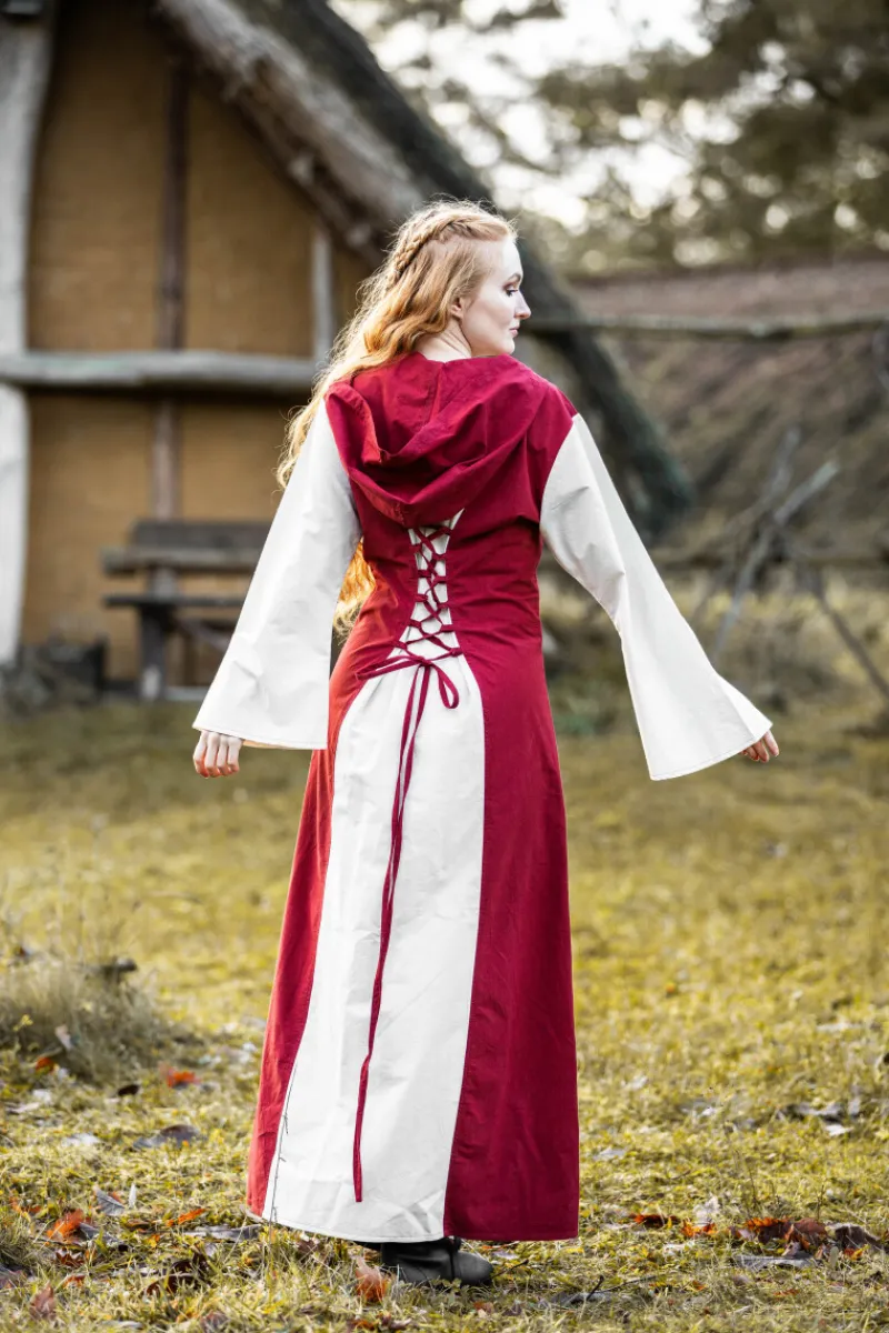 New Leonardo Carbone Mittelalter Kleid "Genefe" Rot/Natur