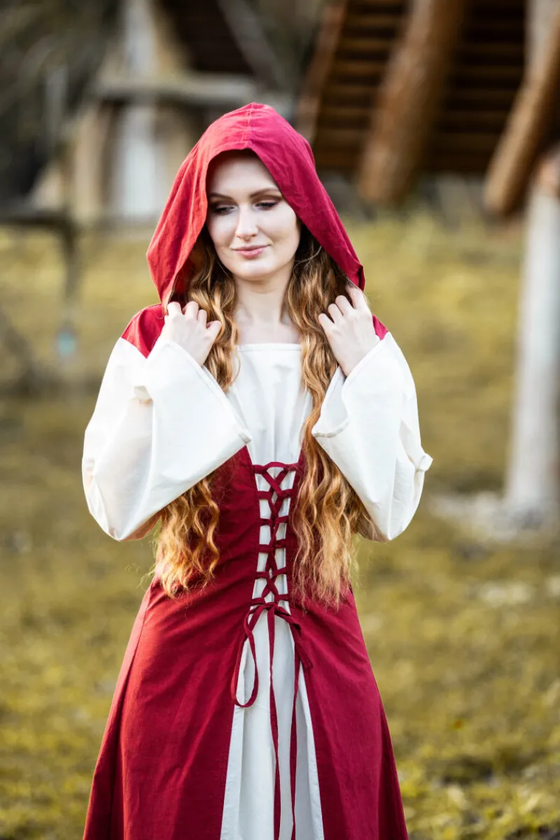 New Leonardo Carbone Mittelalter Kleid "Genefe" Rot/Natur
