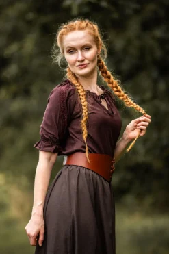 Best Sale Leonardo Carbone Mittelalter Kurzarmbluse "Sandra" Dunkelbraun