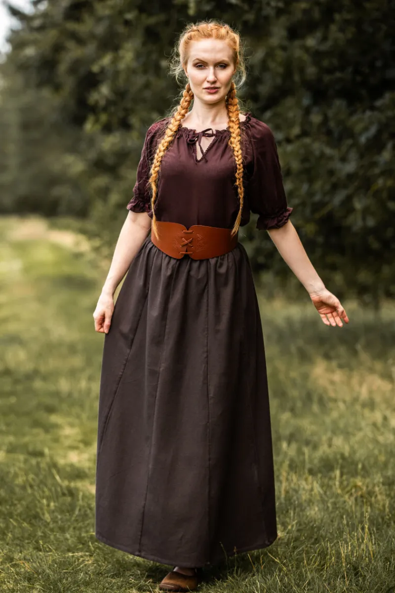 Best Sale Leonardo Carbone Mittelalter Kurzarmbluse "Sandra" Dunkelbraun