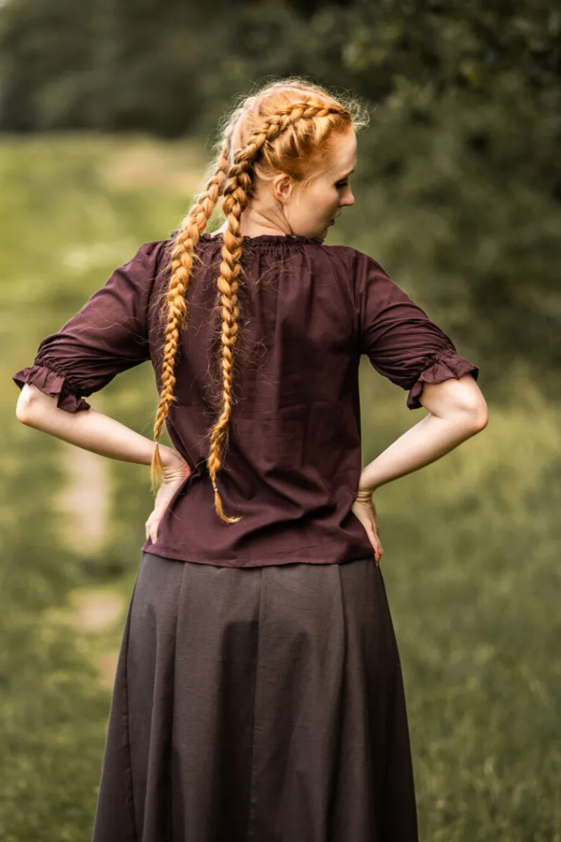 Best Sale Leonardo Carbone Mittelalter Kurzarmbluse "Sandra" Dunkelbraun